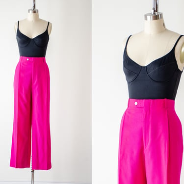 pink wool pants | 80s 90s vintage La Jolla Sportswear men's neon pink trousers 