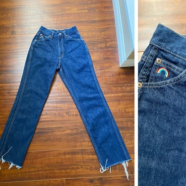 Vintage 1980’s Jeans with Rainbow Embroidered Pocket 