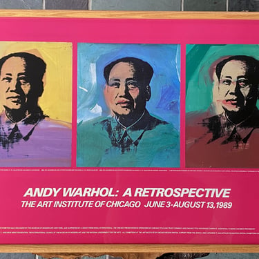 Andy Warhol Mao Art Institute of Chicago Exhibition Framed Poster 1989 