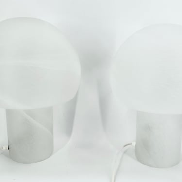 Pair of mushroom table lamps by Peil and Putzler, 1970s  - glass mushroom table lamps - vintage table lamps - bedside lamps 