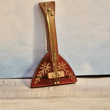 Balalaika Russian Stringed Instrument Brooch Circa Early 1940s Collectible Brooch Pin Gift for Her 3.5