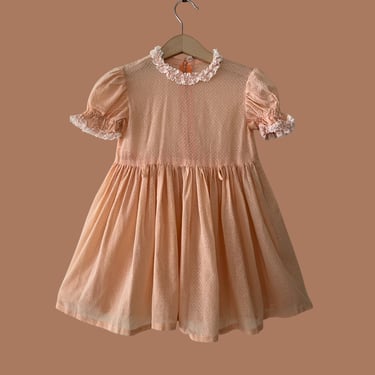 Vintage 1950s Girls Swiss Dot Dress 