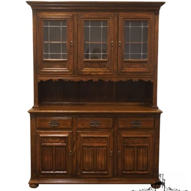 ETHAN ALLEN Royal Charter Solid Oak Rustic Americana Style 55" Buffet w. China Cabinet 16-6007 / 16-6009 