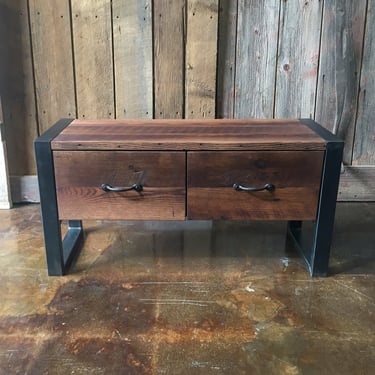 36" Storage Bench / Entryway Reclaimed Wood 2-Drawer Bench 