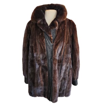Vintage 70s Brown Mink Fur Jacket Black Suede Lacritz & Picus 
