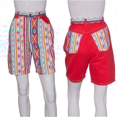 1990s No Boundaries Southwestern Print Denim Shorts Size 29