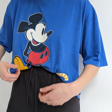 Vintage Cobalt Mickey Mouse Printed T-Shirt