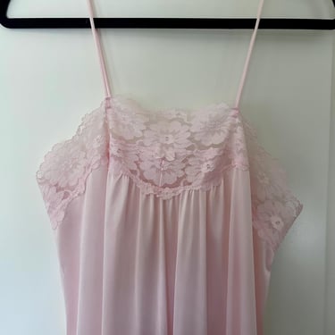 Pale pink sleeveless lace trimmed nightie, nightgown, maxi nightgown 