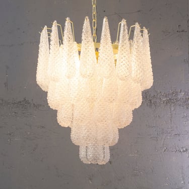 Murano glass crystal color suspension chandelier Ø60 cm Made in Italy, vintage style design chandelier 