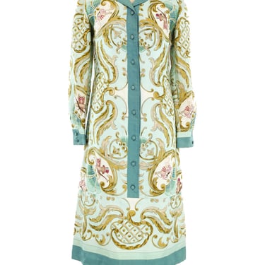 Hermes Baroque Printed Silk Shirt Dress