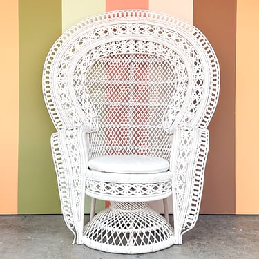 White Rattan Peacock Chair