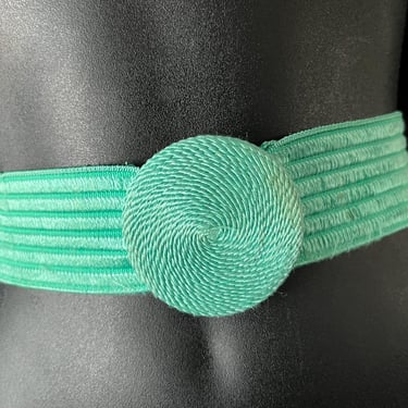 aqua stretch belt 1980s elastic circle buckle small 