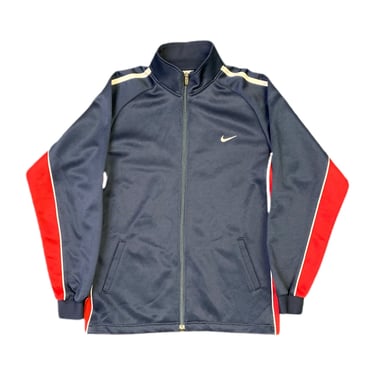 (L) Navy Blue/Red Nike Track Zip Jacket 032122 JF