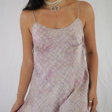 Vintage Lilac Silk Victoria’s Secret Snake Print Slip Dress - Small 