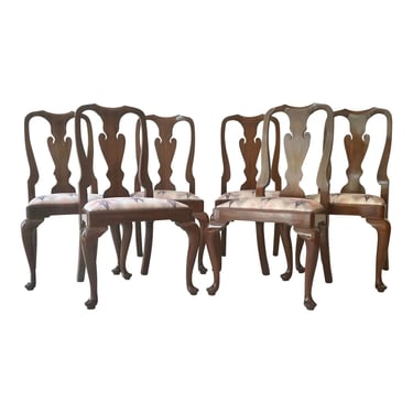 Henkel Harris Mahogany #110 Queen Anne Dining Chairs - Set of 6 