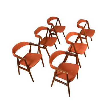 Set of 6 (2 Arm + 4 Side) ‘A’ Frame Danish Dining Chairs by Farstrup