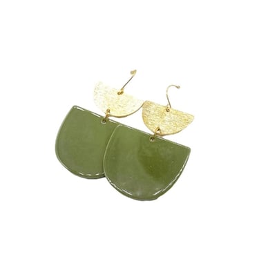 BBB Olive Green & Gold Earrings