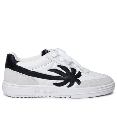 Palm Angels 'Palm Beach University' White Leather Sneakers Men