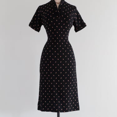 Iconic 1950's Anne Fogerty Rosebud Knit Wiggle Dress / Small