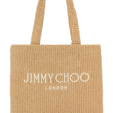 Jimmy Choo Women Beige Rafia Mini Beach Shopping Bag