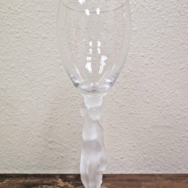 French Bacchus Claret Wine Glass - Frosted Semi Nude Male Stem 7.25