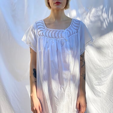 Gorgeous Antique Nightgown / Vintage Summer Dress / Crochet Neckline Haute Hippie Dress / Festival / Edwardian Whites Dress 