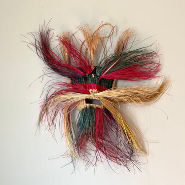 Large Hand Made Colorful Straw Indigenous Wall Mask 