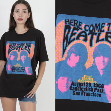 Beatles Here Comes The Beatles T Shirt, Vintage Neon Psychedelic Poster Graphic Tee 