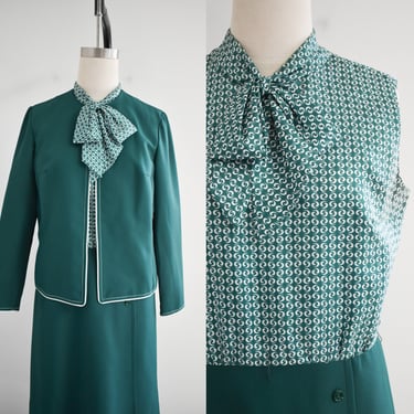 1960s/70s R&K Originals Green Dress and Jacket Set 