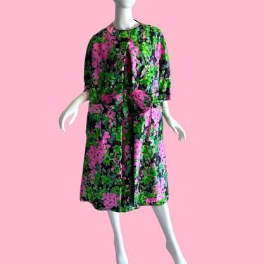 1950s Samuel Winston Dress Set, Opulent Brocade Silk Dress Coat Set 
