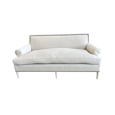 Louis XVI Style Ecru White Linen Settee