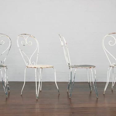 RESERVED French Provincial Painted Wrought Iron Outdoor Garden Chairs - Set of 6 