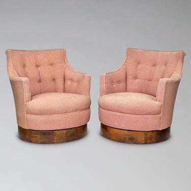 CUSTOMIZABLE Vintage Milo Baughman Swivel Chairs Pair - Mid Century Modern Barrel Chairs Slipper Chairs 