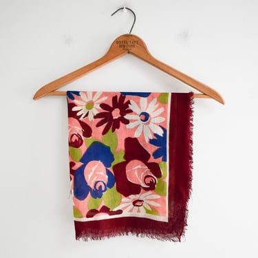 1940s Floral Fringed Scarf 