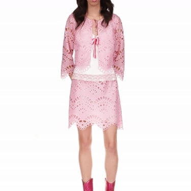 Anna Sui Eyelet Jacket - Powder Pink Multi