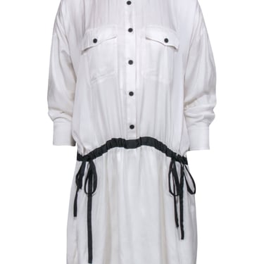 Zadig &amp; Voltaire - White Satin Button Front Drawstring Dress Sz S