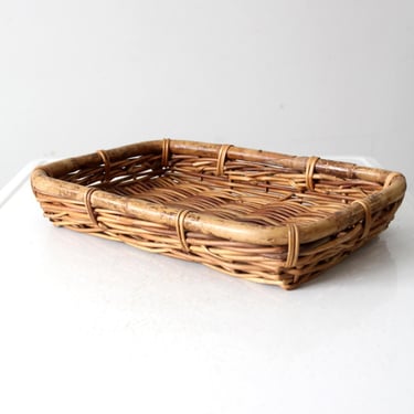 vintage woven rattan tray 
