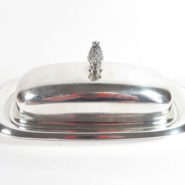 Vintage Silverplate Glass Butter Dish 