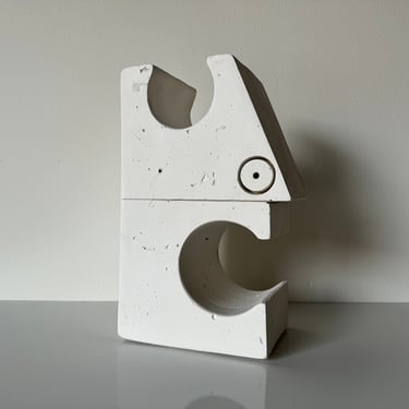 Modernist Abstract Head Plaster Sculpture 