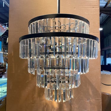 Pottery Barn 'Gemma' 3-Light Crystal Chandelier in Antique Bronze