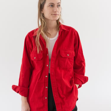 Vintage Woolrich Tomato Red Chamois Long Sleeve Shirt | Brushed Cotton Work Shirt | M L | 