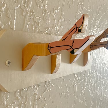 Presale: High Kick Handpainted Wooden Key and Coat Rack. By Trailer Park Liberace. 