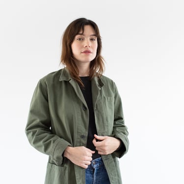 Vintage Olive Green Chore Coat | Unisex Cotton Workwear Jacket | M | IT469 
