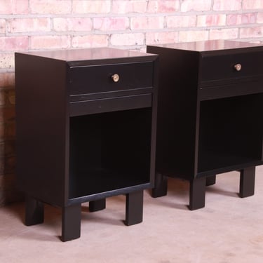 George Nelson for Herman Miller Black Lacquered Nightstands, Newly Refinished