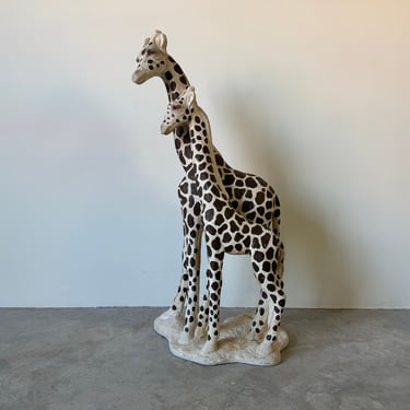 Vintage Giraffes Plaster Floor  Sculpture 