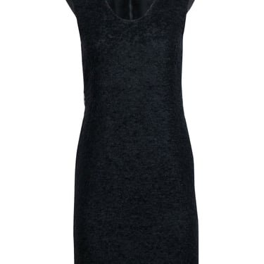 Diane von Furstenberg - Black Wool Blend Sheath Dress w/ Leather Trim Sz 4