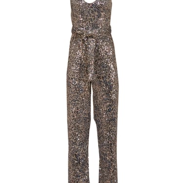 Black Halo - Silver, Blue, & Grey Sequin Jumpsuit Sz 2