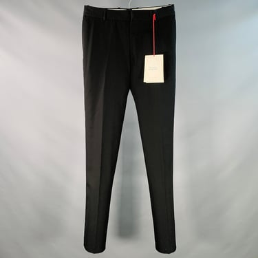 ALEXANDER MCQUEEN Size 30 Black Wool Barathea Flat Front Dress Pants