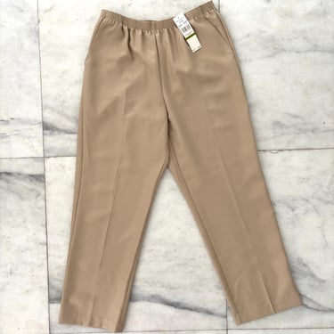 VTG Alfred Dunner Pants Tan Elastic Waist Pull On Straight Leg Womens 14 NWT 