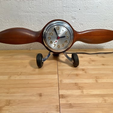 1940s Sessions Propeller Clock, Nicely Working, Mastercrafters Wood Body 